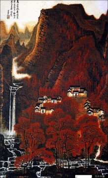 Li keran montaña roja chino tradicional Pinturas al óleo